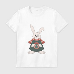 Футболка хлопковая мужская Зайка - символ года, цвет: белый