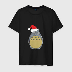 Футболка хлопковая мужская Totoro Santa, цвет: черный