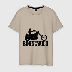 Футболка хлопковая мужская Born to be wild, цвет: миндальный