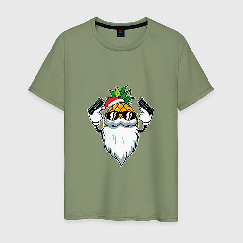 Мужская футболка Ананасанта - Санта ананас с пистолетами / Авокадо – фото 1