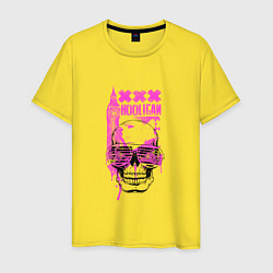 Футболка хлопковая мужская Hooligan skull, цвет: желтый