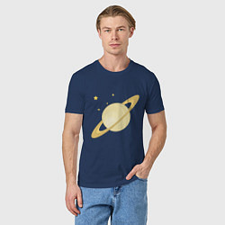 Футболка хлопковая мужская Сатурн, цвет: тёмно-синий — фото 2