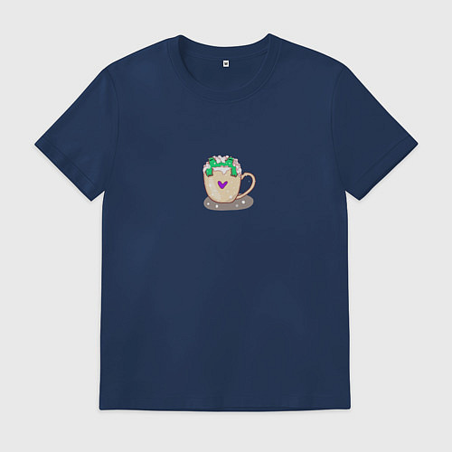 Мужская футболка Милая лягушка-кружка / Тёмно-синий – фото 1