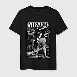 Футболка хлопковая мужская Nirvana bleach, цвет: черный