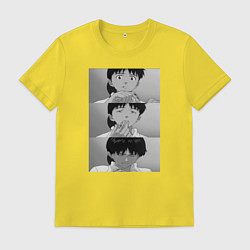 Футболка хлопковая мужская Аниме ЕВАНГЕЛИОН СИНДЗИ, цвет: желтый