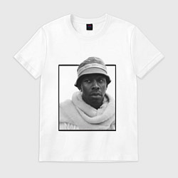 Футболка хлопковая мужская Tyler The Creator портрет, цвет: белый