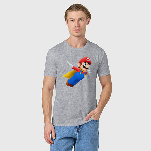 Мужская футболка Марио в полёте / Меланж – фото 3