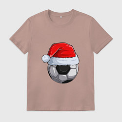 Футболка хлопковая мужская Новогодний футбол, цвет: пыльно-розовый