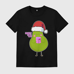 Футболка хлопковая мужская Новогоднее авокадо, цвет: черный