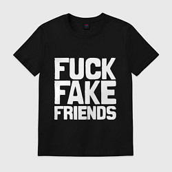 Футболка хлопковая мужская Fuck fake friends, цвет: черный