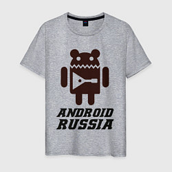 Футболка хлопковая мужская Андроид россия, цвет: меланж