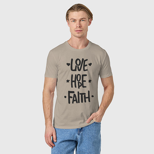 Мужская футболка Love hope faith / Миндальный – фото 3