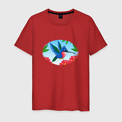 Футболка хлопковая мужская Мультяшная колибри, цвет: красный