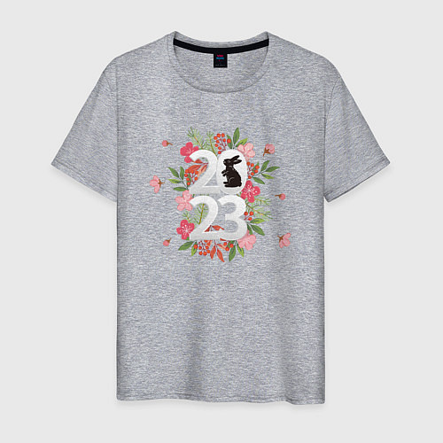Мужская футболка 2023 год кролика / Меланж – фото 1