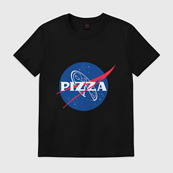 Футболка хлопковая мужская Nasa - pizza, цвет: черный