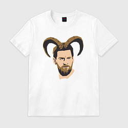 Футболка хлопковая мужская Messi goat, цвет: белый