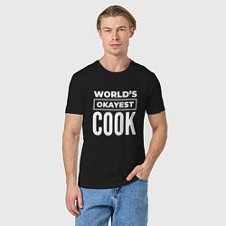 Футболка хлопковая мужская Worlds okayest cook, цвет: черный — фото 2