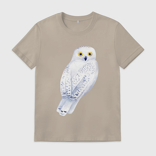 Мужская футболка Белая полярная сова / Миндальный – фото 1