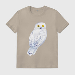 Футболка хлопковая мужская Белая полярная сова, цвет: миндальный