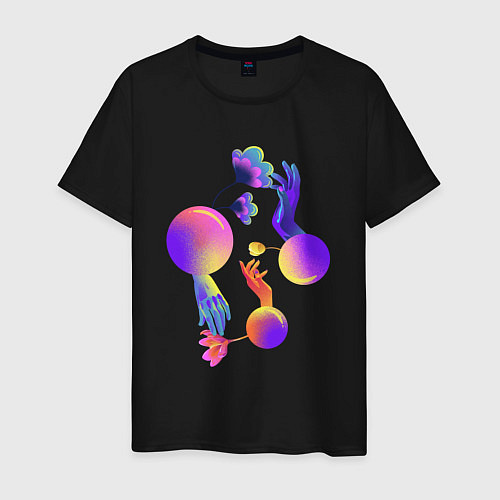 Мужская футболка Разные планеты рук и цветов / Черный – фото 1
