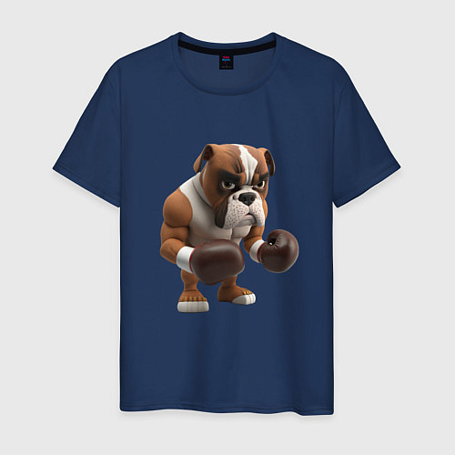 Мужская футболка Собака чемпион по боксу / Тёмно-синий – фото 1