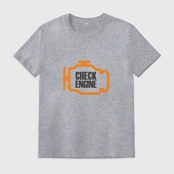 Футболка хлопковая мужская Check engine, цвет: меланж