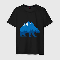 Футболка хлопковая мужская Bear mountains, цвет: черный