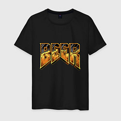 Футболка хлопковая мужская Beer doom, цвет: черный