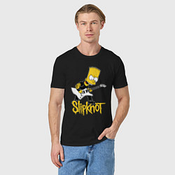 Футболка хлопковая мужская Slipknot Барт Симпсон рокер, цвет: черный — фото 2