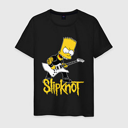 Футболка хлопковая мужская Slipknot Барт Симпсон рокер, цвет: черный
