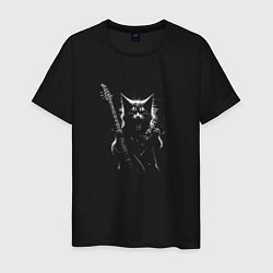 Футболка хлопковая мужская Black metal cat, цвет: черный