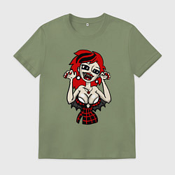 Футболка хлопковая мужская Вампир девушка, цвет: авокадо