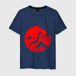 Футболка хлопковая мужская Флаг Японии - красное солнце, цвет: тёмно-синий