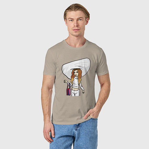 Мужская футболка Дженни в белой шляпе / Миндальный – фото 3