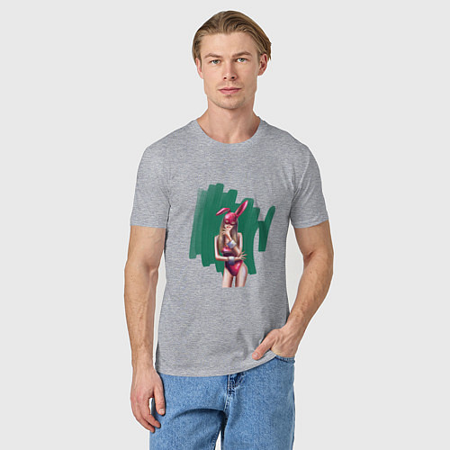Мужская футболка Девушка с ушками / Меланж – фото 3