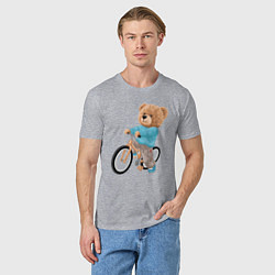 Футболка хлопковая мужская Медведь-велосипедист, цвет: меланж — фото 2