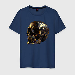 Футболка хлопковая мужская Золотой череп, цвет: тёмно-синий