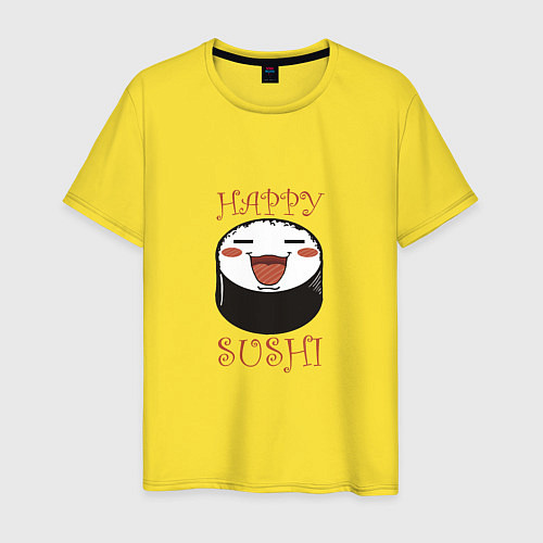 Мужская футболка Smiling sushi / Желтый – фото 1