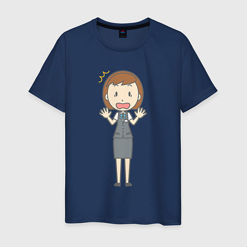 Мужская футболка Офисная леди в испуге / Тёмно-синий – фото 1