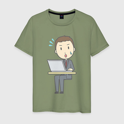 Мужская футболка Офисный джентльмен за ноутбуком / Авокадо – фото 1