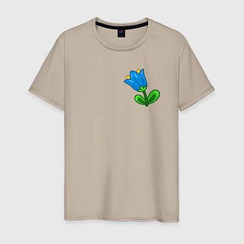 Мужская футболка Мультяшный цветок голубой колокольчик / Миндальный – фото 1
