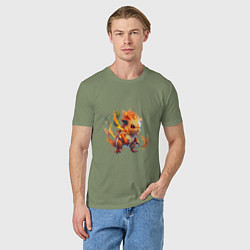 Футболка хлопковая мужская Огненный Райчу, цвет: авокадо — фото 2