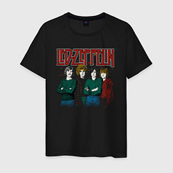 Футболка хлопковая мужская Led Zeppelin винтаж, цвет: черный