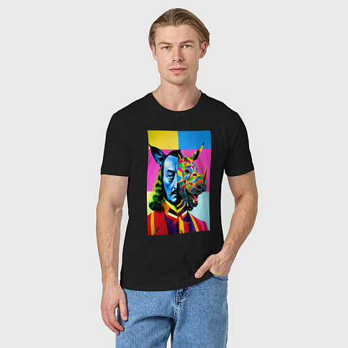 Мужская футболка Сальвадор Дали и носорог / Черный – фото 3
