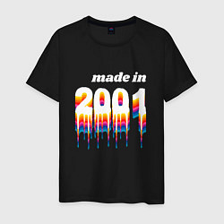 Футболка хлопковая мужская Made in 2001 liquid art, цвет: черный