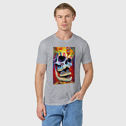 Футболка хлопковая мужская Crazy skull - нейросеть - art, цвет: меланж — фото 2