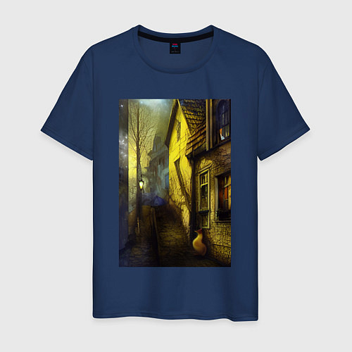Мужская футболка Город спит / Тёмно-синий – фото 1