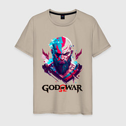 Футболка хлопковая мужская God of War, Kratos, цвет: миндальный