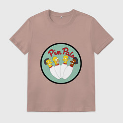 Футболка хлопковая мужская Simpsons bowling, цвет: пыльно-розовый