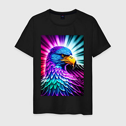 Футболка хлопковая мужская Neon eagle - neural network, цвет: черный